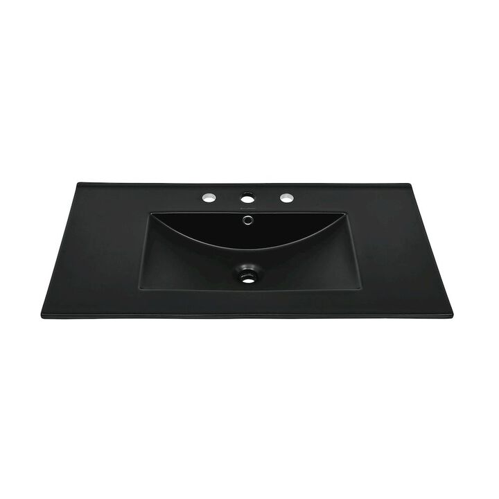 36" 3-Hole Widespread Vanity Sink Top in Glossy Black