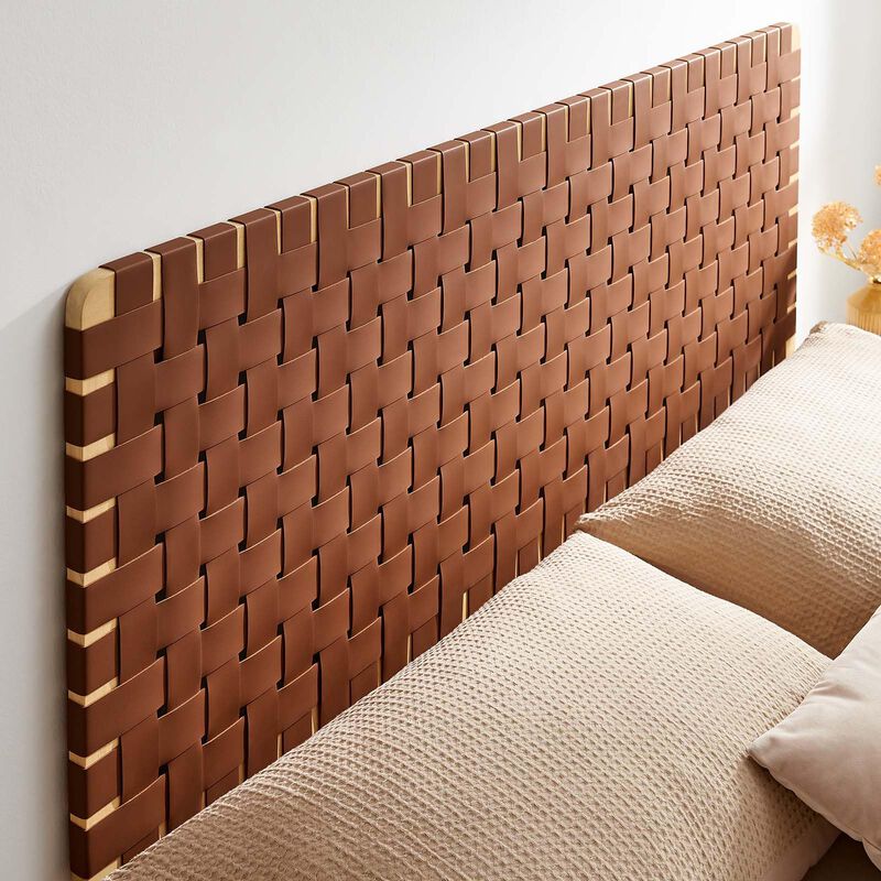 Sparta Weave Wall-Mount Vegan Leather Queen Headboard image number 4