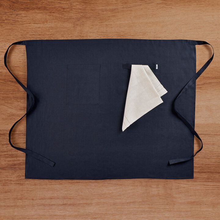Solino Home 100% Pure Linen Apron - Linen Midi Bistro Apron