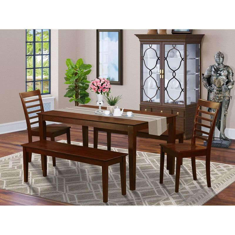 5 PC Dining room set-Kitchen Table and 2 Chairs and 2 Benches