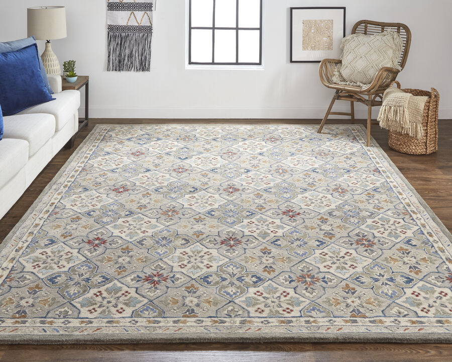 Rylan 8638F Taupe/Ivory/Red 2' x 3' Rug