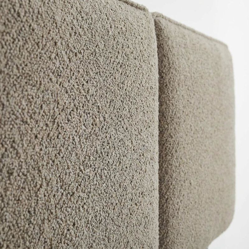 Boucle Fabric Queen Headboard in Soft Neutral with Padded Upholstery image number 4