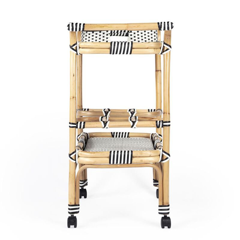 Butler Specialty Selena Rattan Bar Cart, White