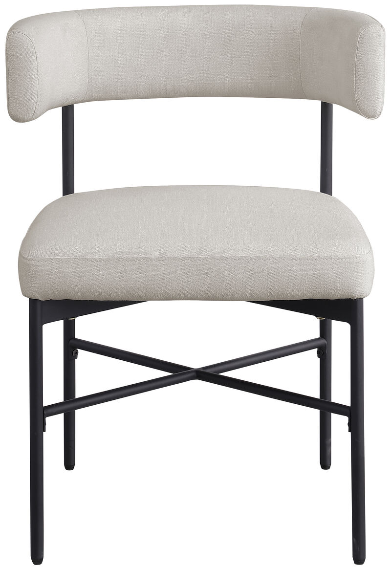 Meridian Furniture Rivage Beige Durable Linen Textured Fabric Dining Chair, Set of 2