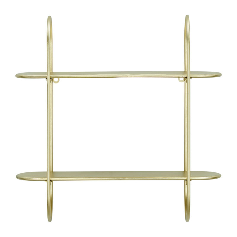 Two-Tier Warm Gold Metal Hanging Bracket Wall Mounted Shelf