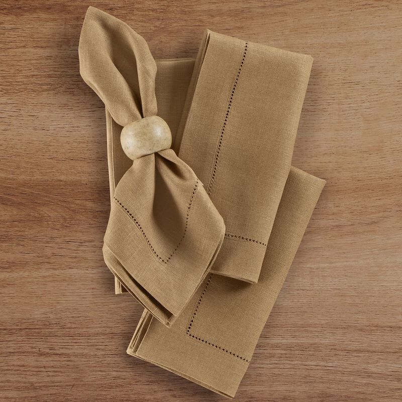 Solino Home 100% Pure Linen Dinner Napkins Set of 4 - Medium Weight Hemstitch