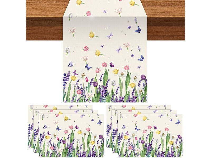 Spring Table Runner and Placemats Tulip Table Runner Placemats Set image number 0