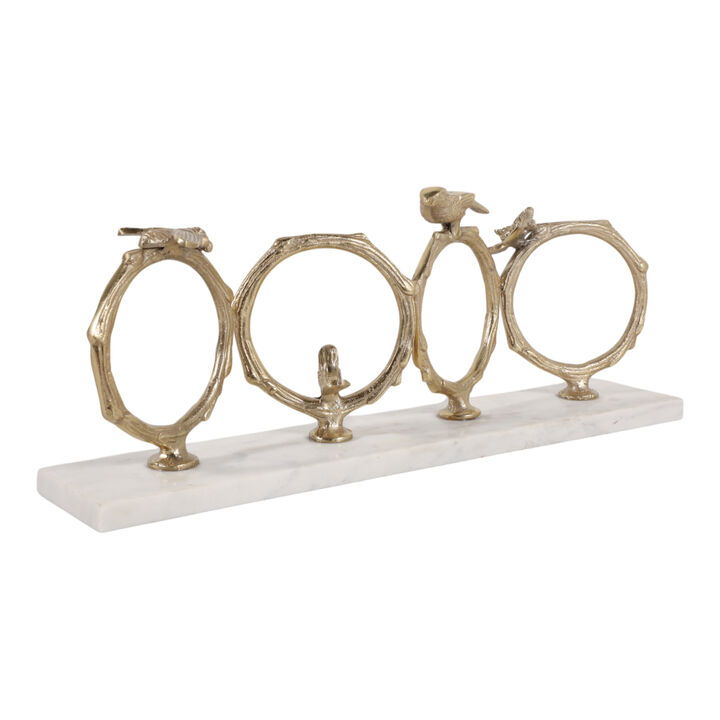 19x9" Birds On Branch Rings, Champagne/ White