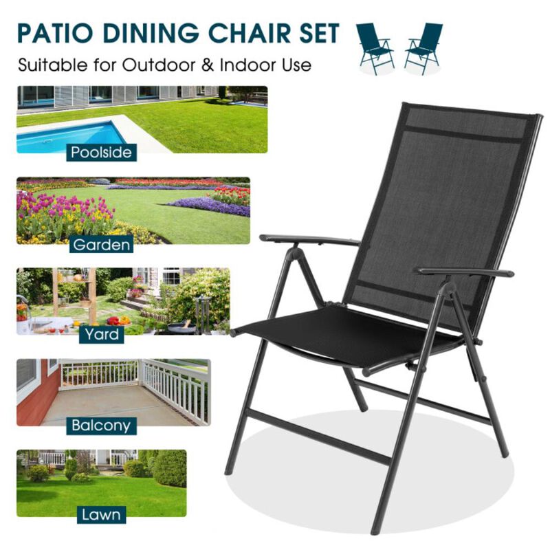 Hivvago Set of 2 Adjustable Portable Patio Folding Dining Chair Recliners
