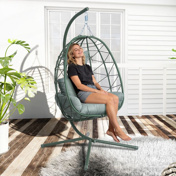 Hivvago Wicker Hanging Egg Chair with Stand