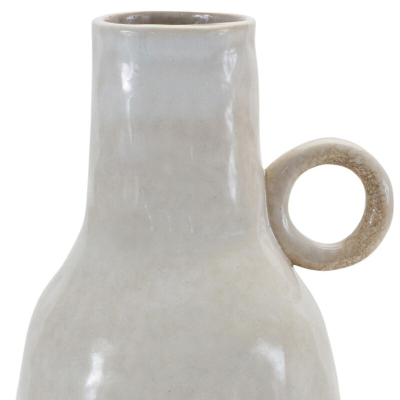 HomeRoots 11" Gray And White Ceramic Round Table Vase image number 2