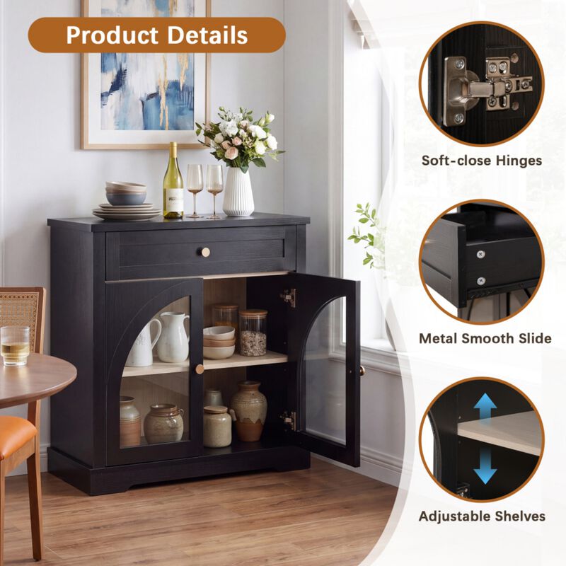Medful Arched Glass Door Sideboard Cabinet image number 5