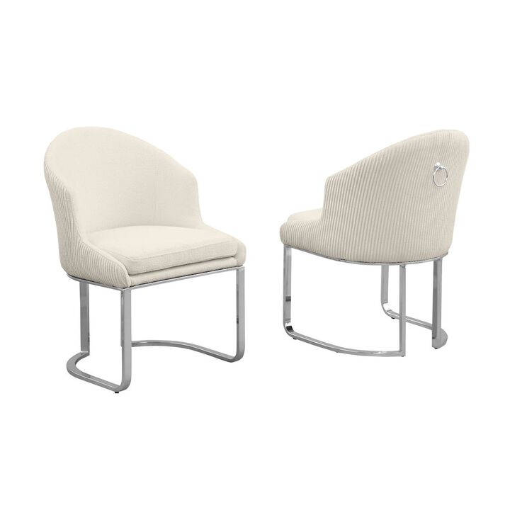 Best Quality Furniture Cream With Silver Side Chairs, Set Of Two