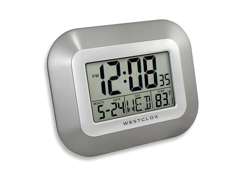 Westclox Digital Date Day Temperature Wall Clock Gray Battery Operated image number 2