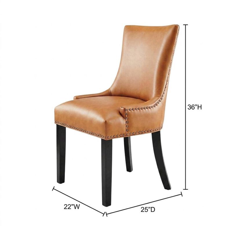 Vegan Leather Upholstered Dining Chair for Kitchen or Dining Room, Tan image number 2