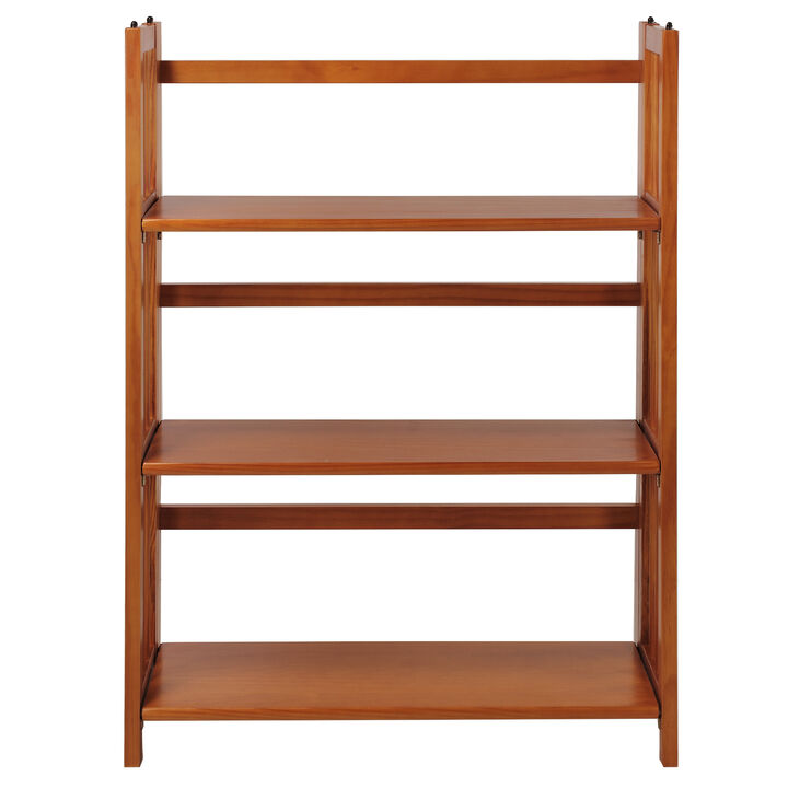 Casual Home 3-Shelf Stackable 27.5" Wide-Chestnut fold Bookcase