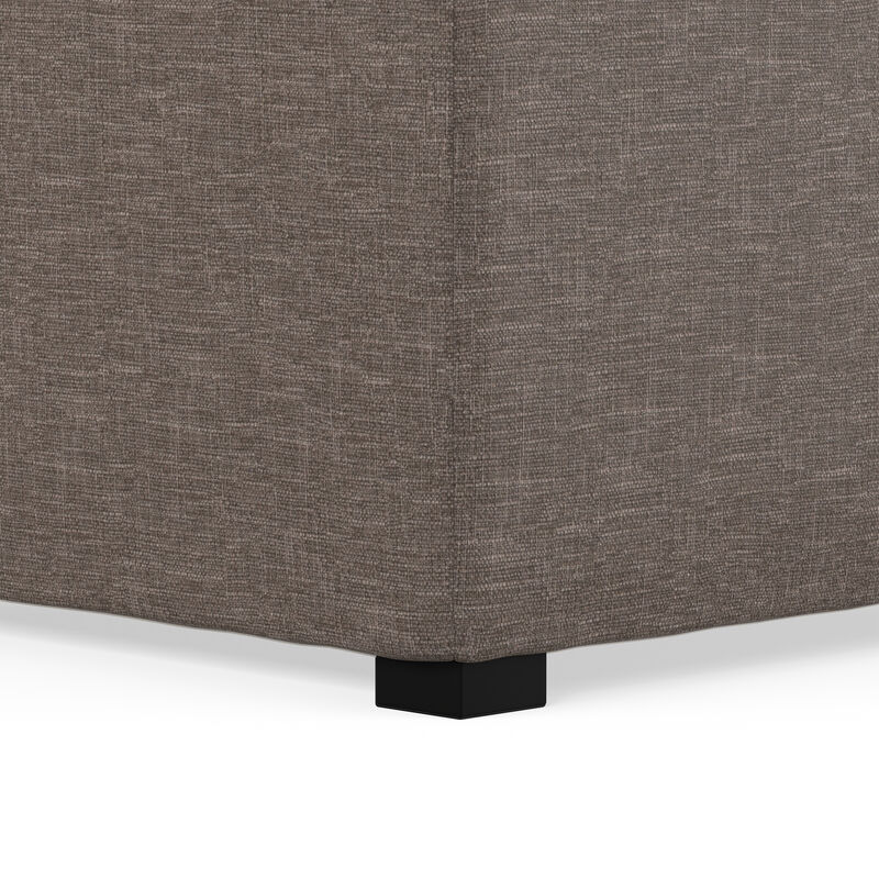 Avalon 35 inch Wide Contemporary Square Coffee Table Storage Ottoman in Fawn Brown Linen Look Fabric, Assembled image number 6
