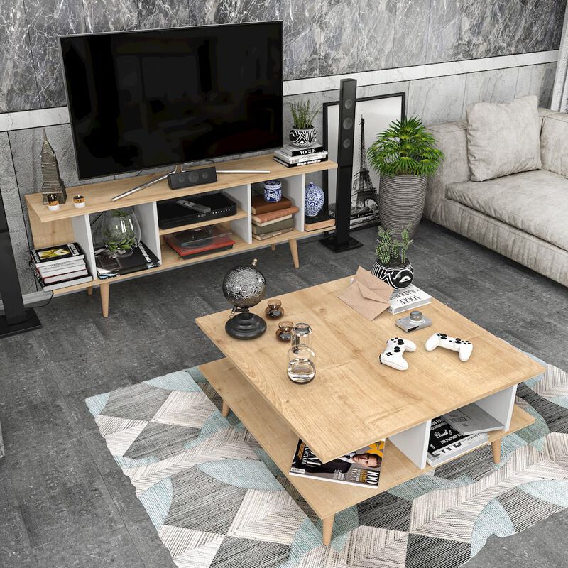 Decorotika Akya Coffee Table - Sapphire Oak & White