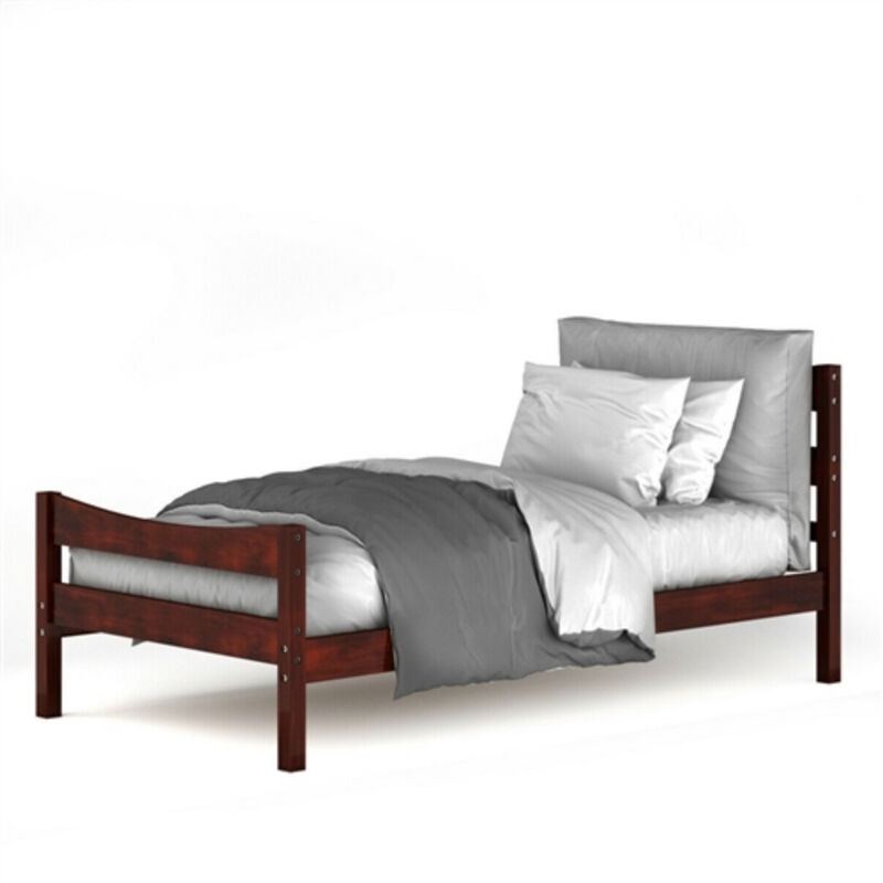 Farmhouse Style Solid Pine Platform Bed – Wood Finish Frame