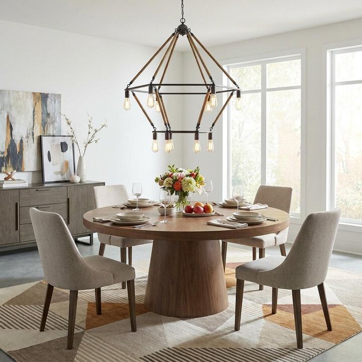 HomeRoots Brown and Black Twelve Light Metal Dimmable Chandelier
