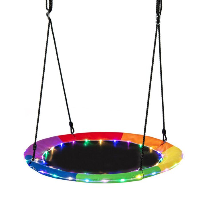 Hivvago Saucer Tree Swing Round with Lights for Kids and Adults