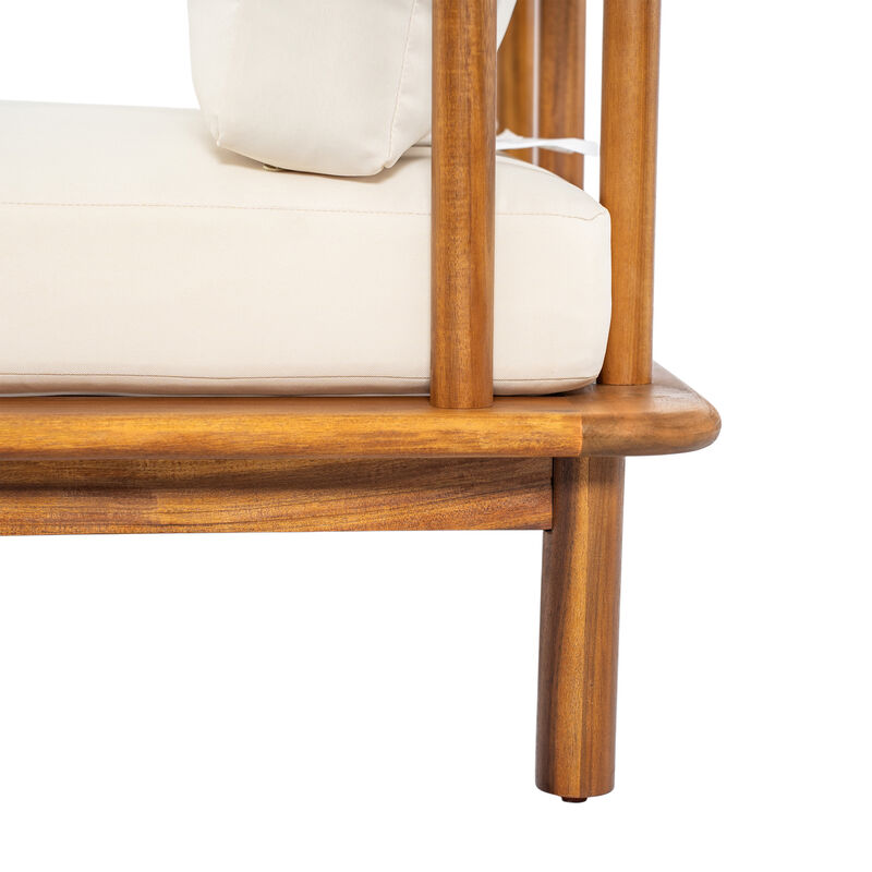 Christopher Knight Home Arnelle Modern Acacia Wood Patio Loveseat with Cushion image number 7