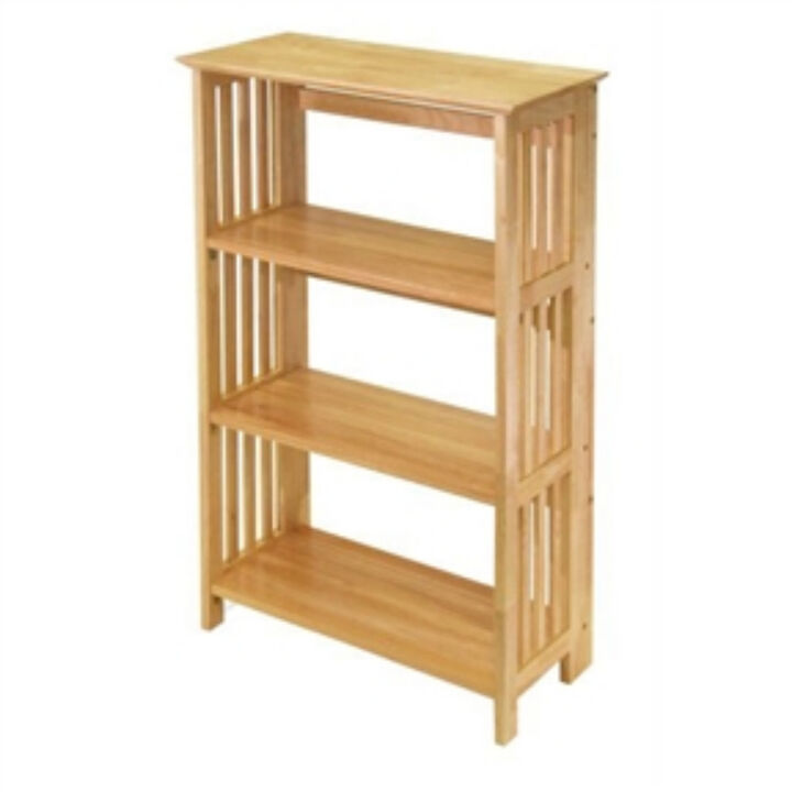 4-Shelf Wooden Folding Bookcase Storage Shelves