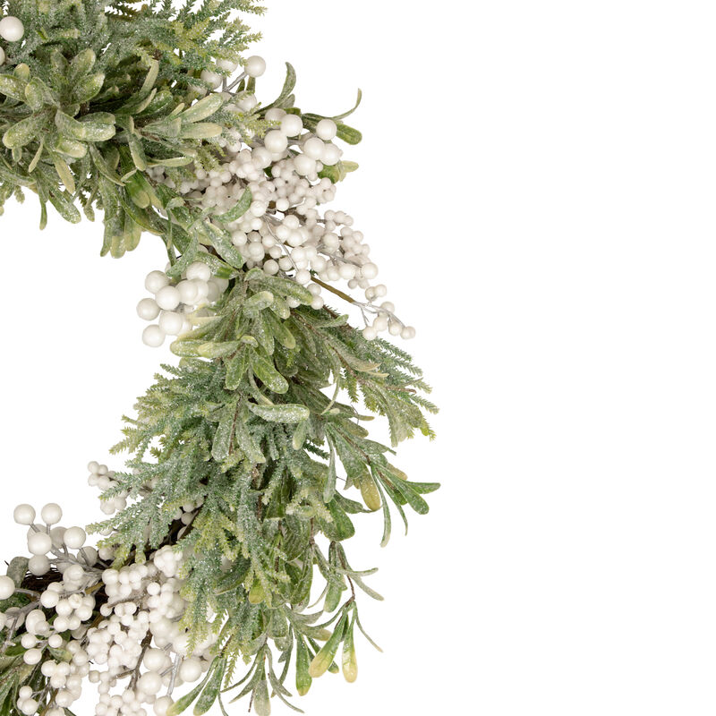 White Berry and Frosted Pine Christmas Wreath  28-Inch  Unlit