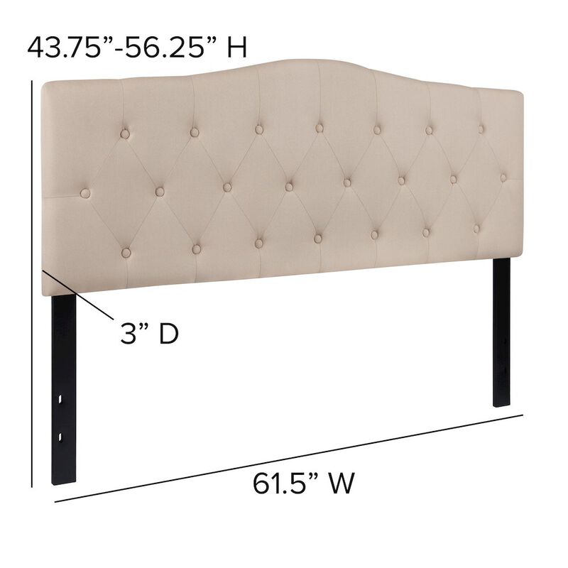 Flash Furniture Tufted Upholstered Queen Size Headboard in Beige Fabric image number 3