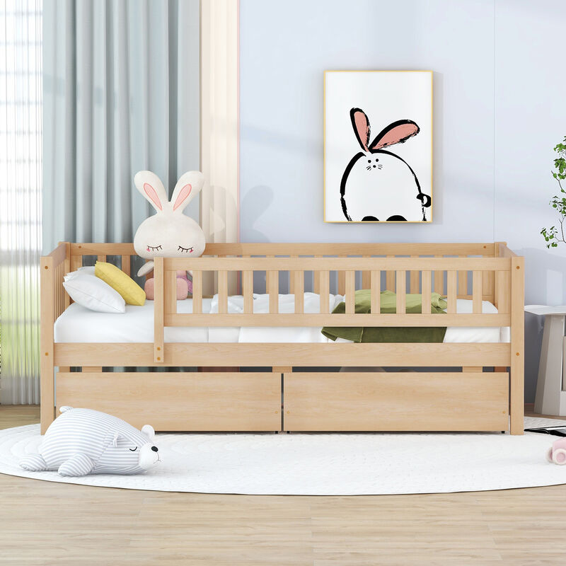 Whisen Twin Size Daybed Wood Bed with Two Drawers image number 2