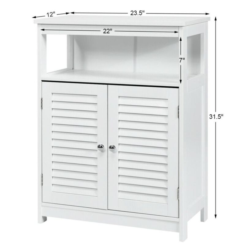 Hivvago Wood Freestanding Bathroom Storage Cabinet with Double Shutter Door