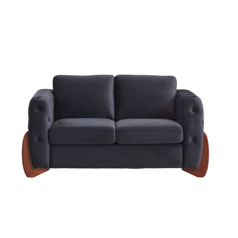 Zagrek Mid‑Century Modern Button Tufted Velvet Loveseat image number 0