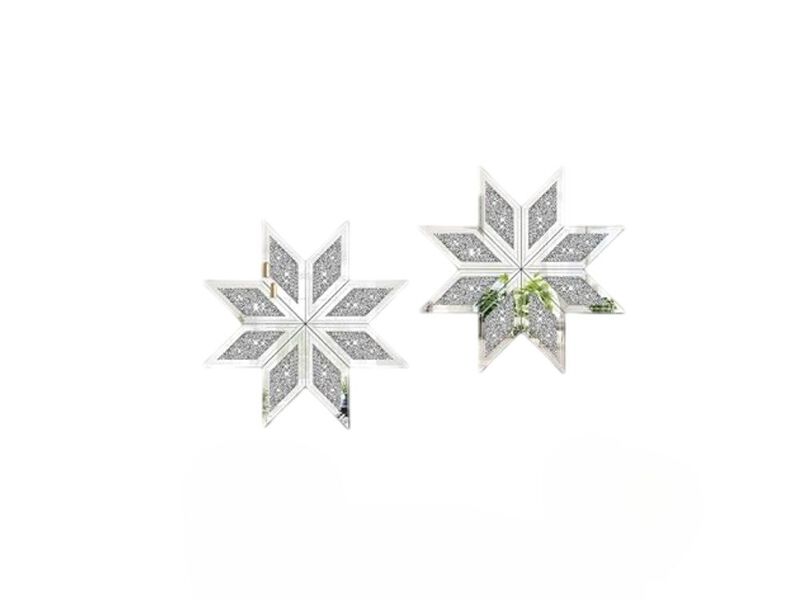 2-Piece Silver Crushed Diamond Mirror Set &ndash; 12" Wall Decor Panels