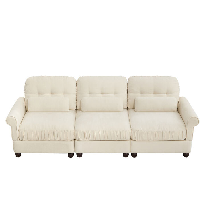 Juspep Mid Century Modern Chenille 3‑Seater Modular Sofa