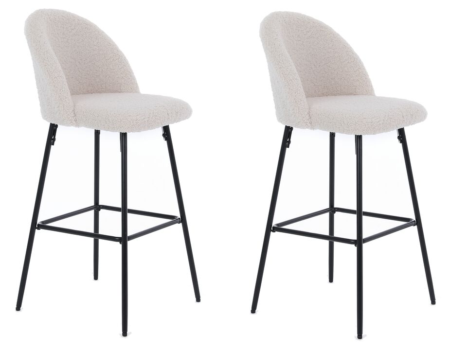 NILSSON Set of 2 Bar Stools in Metal and Velvet
