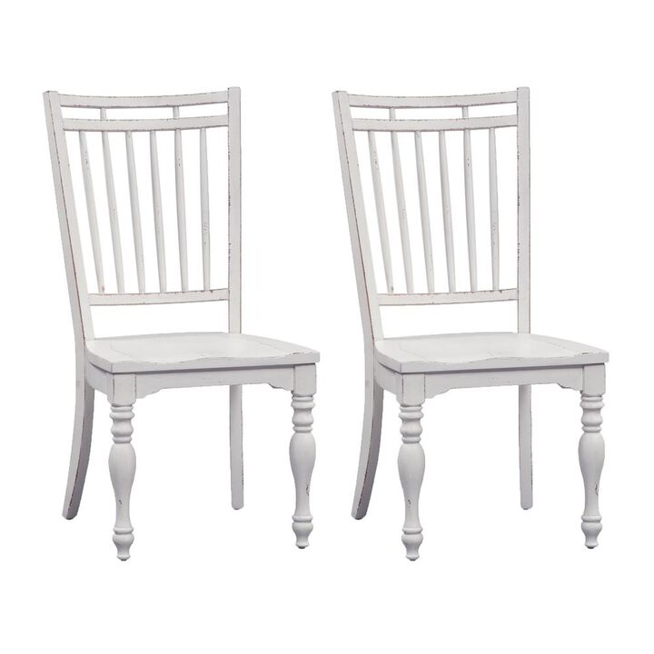 Liberty Furniture Magnolia Manor Spindle Back Side Chair (RTA)-Set of 2 in Antique White