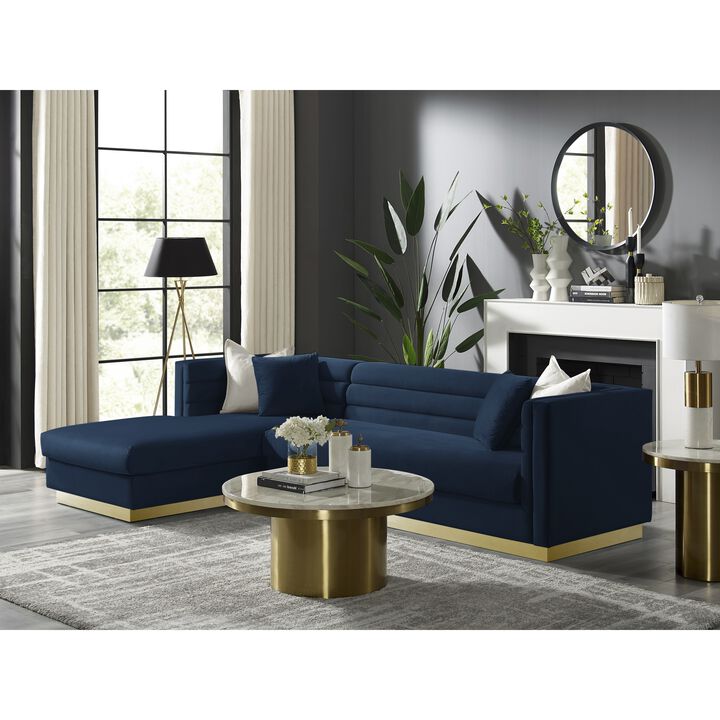 Inspired Home Eila Velvet Left Facing Chaise Sectional Sofa