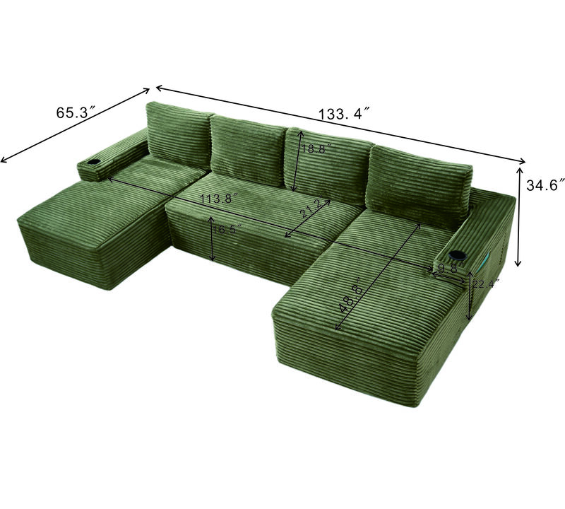 Lupsom Compressible U-Shaped Sectional Sofa image number 4