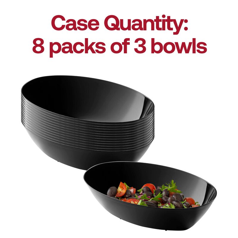 2 qt. Black Oval Plastic Serving Bowls (24 Bowls) image number 4