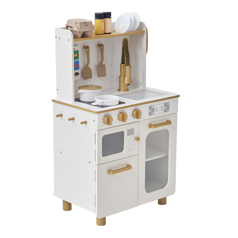 Teamson Kids Little Chef Memphis Play Kitchen + 16 Accessories and Interactive Toy Appliances, White/Gold image number 4