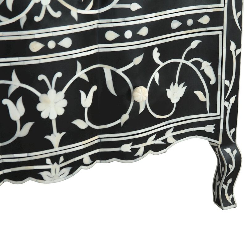 World Interiors Ozark 42" Two Drawer Chest with Floral Horn Inlay image number 6