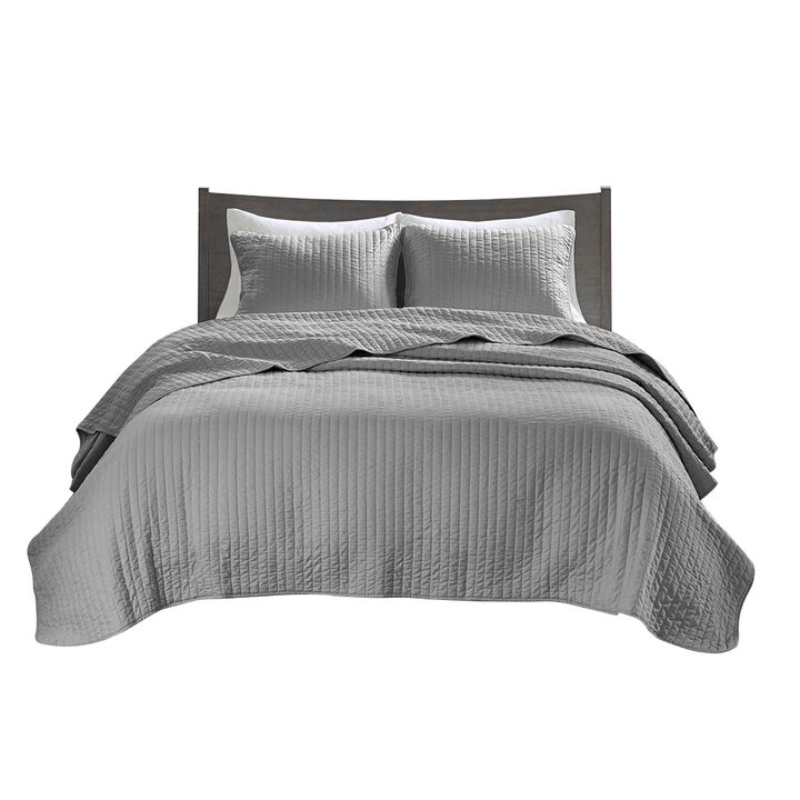 Gracie Mills Becker Cozy Reversible Pick Stitch Quilt Set with Matching Shams