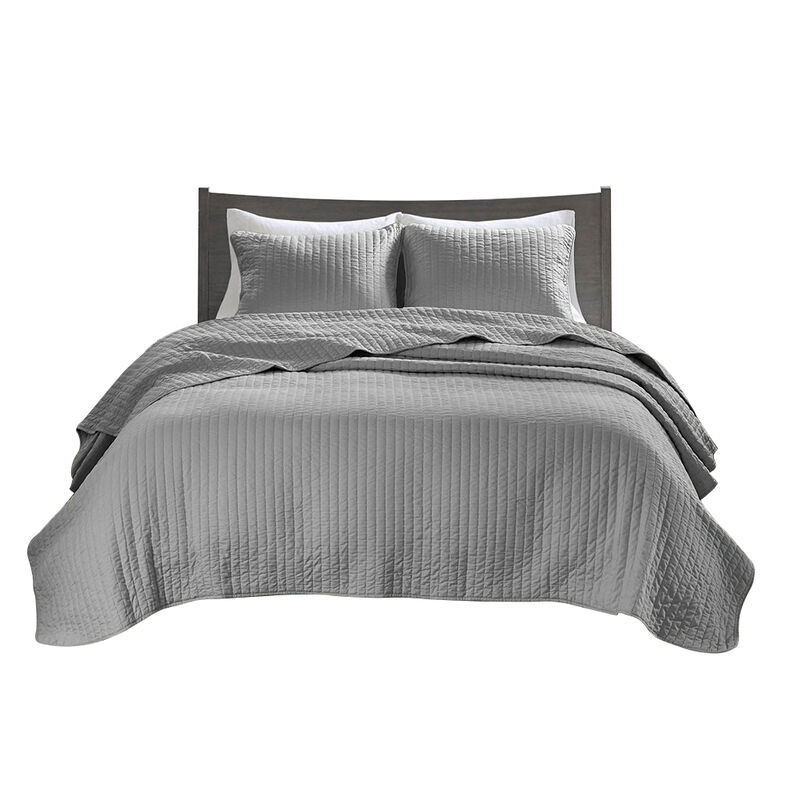 Gracie Mills Becker Cozy Reversible Pick Stitch Quilt Set with Matching Shams