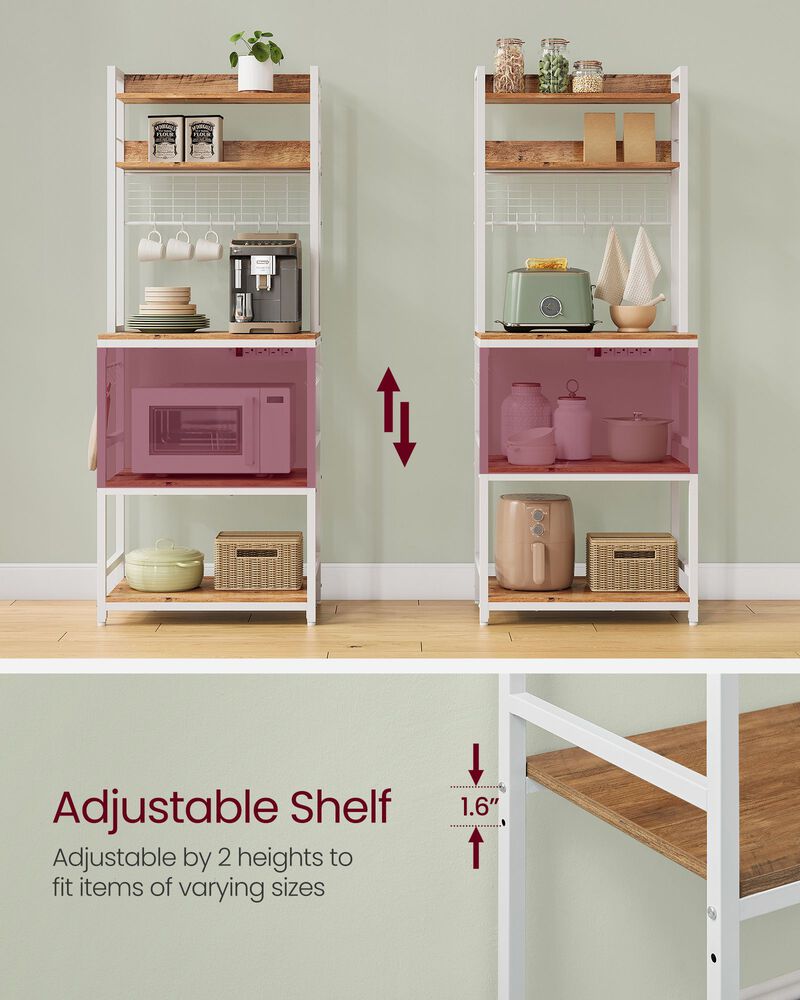 Bakers Rack with Hutch and Power Outlet for Kitchen Storage and Appliance Charging