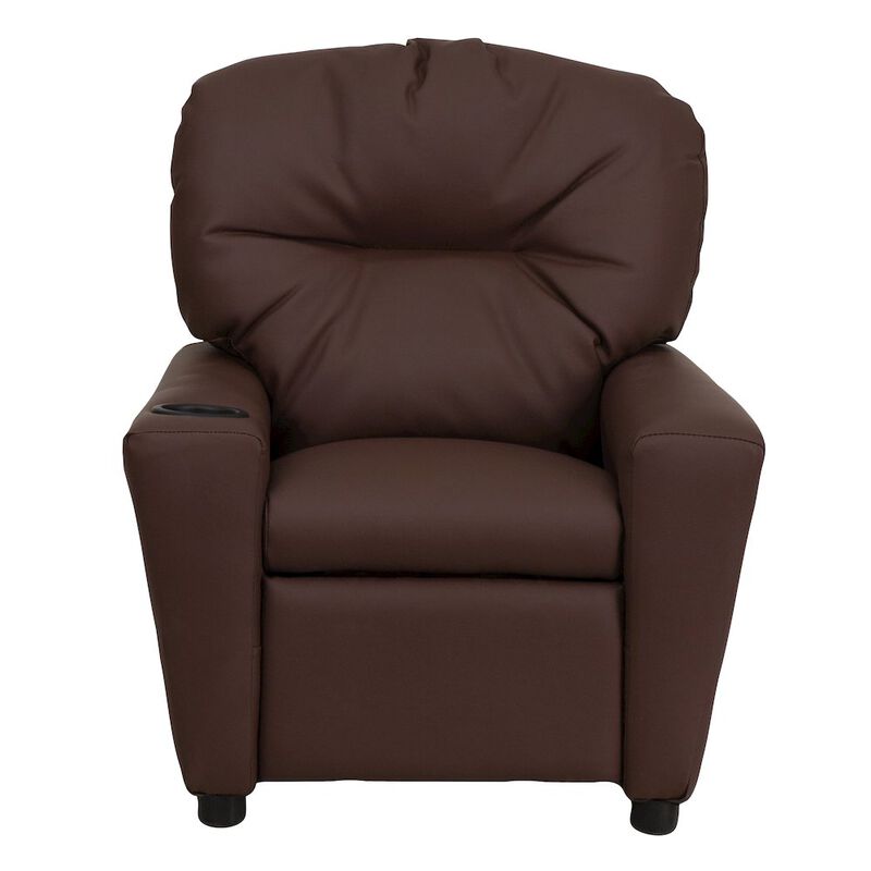 Flash Furniture Contemporary Brown LeatherSoft Kids Recliner with Cup Holder