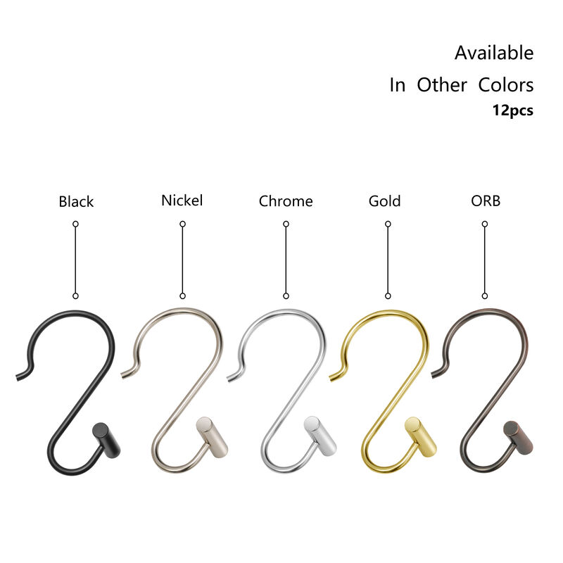Utopia Alley Rust-Resistant Metal Shower Curtain Hooks with T-bar end, Shower Hooks Hangers for Bathroom, Kitchen Utensils, Curtains, Clothing, Towels etc - Set of 12 image number 9