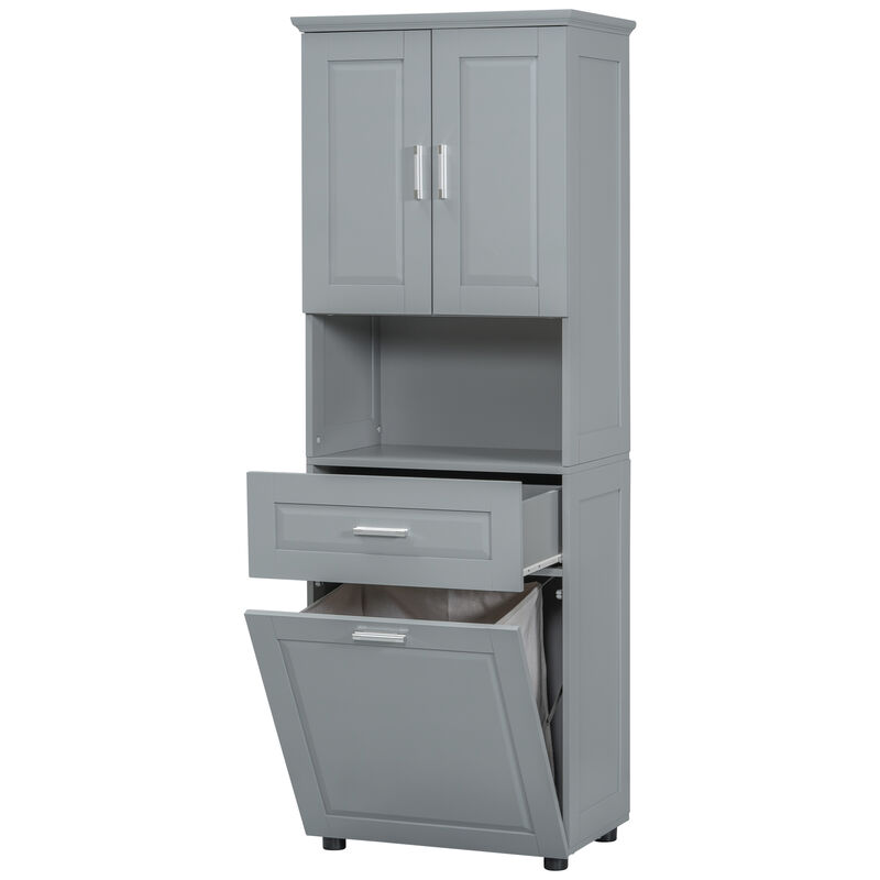 Merax Tall Bathroom Cabinet with Laundry Basket