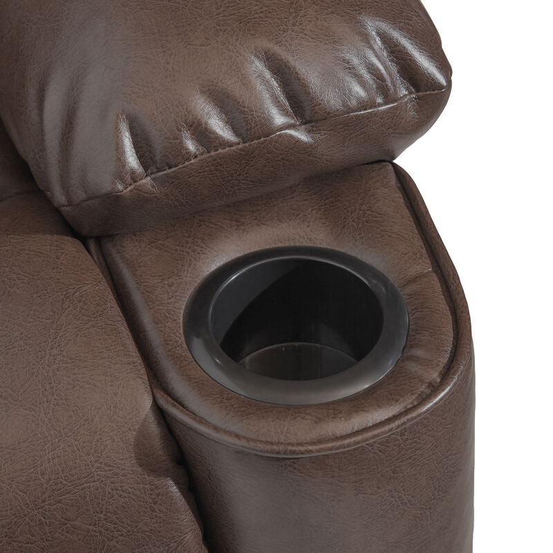 Merax Oversized Faux Leather Recliner with Dual Armrest Cup Holders & Adjustable Recline image number 4