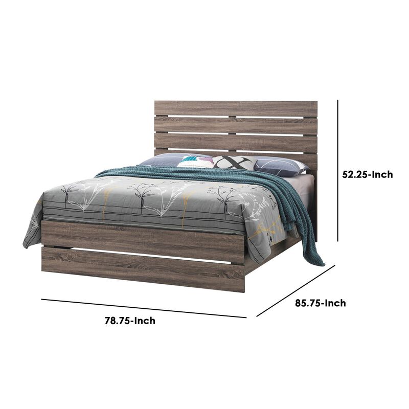 Eastern King Bed with Panel Headboard and Footboard, Brown