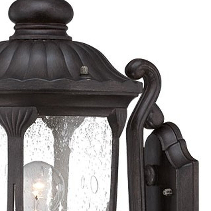 Hivvago XL Black Cast Aluminum Glass Lantern Wall Light